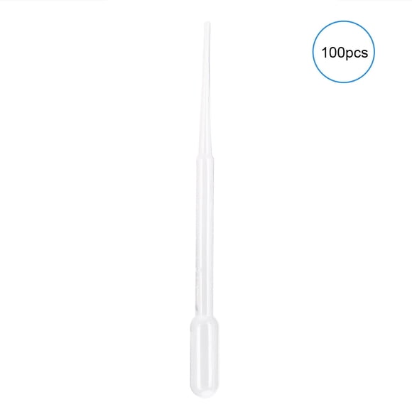 100 unidades de pipetas de plástico desechables de 2 ml para transferencia de líquidos, con gotero graduado Pasteur.