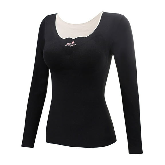 JIKNTTR Ladies Soft Thermal Underwear Cold Weather Long Set Fashion Thicken Plush Winter Warm Lined Base Layer Casual Tops
