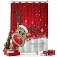 thumbnail image 2 of Christmas Elk Shower Curtain, Xmas Snowflake Winter Holiday New Years Waterproof Fabric Shower Curtains with 12 Hooks, Bathroom Curtain Set for Bathroom Accessories Decor, 72 x 96 Inches, 2 of 9