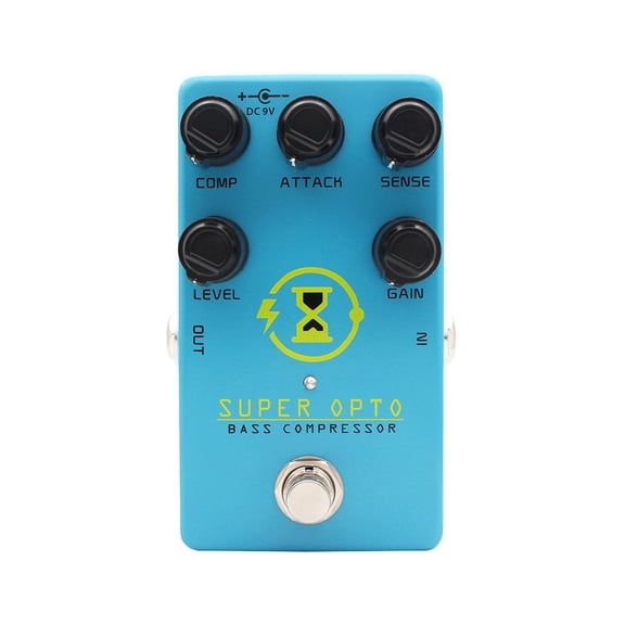 Riousery Bass Compressor Pedal Optical Compressor Effect Pedal for Electric Bass True Bypass Smooth Dynamic Control with COMP ATTACK SENSE GAIN LEVEL Knobs Retro Style Alloy Blue