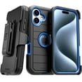 thumbnail image 1 of Rome Tech Funda para iPhone 16 Plus con Clip para Cinturón y Soporte, Carcasa Protectora de Doble Capa a Prueba de Golpes, Color Negro y Azul, 1 of 5