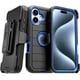 thumbnail image 1 of Rome Tech Funda para iPhone 16 Plus con Clip para Cinturón y Soporte, Carcasa Protectora de Doble Capa a Prueba de Golpes, Color Negro y Azul, 1 of 5