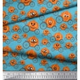 thumbnail image 3 of Soimoi Blue Cotton Voile Fabric Pumpkin Cart Nursery Themes Print Fabric by the Yard 42 Inch Wide, 3 of 3