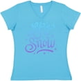 thumbnail image 3 of Inktastic Winter Let It Snow Lettering in Blue with Snowflakes Women's V-Neck T-Shirt, 3 of 5