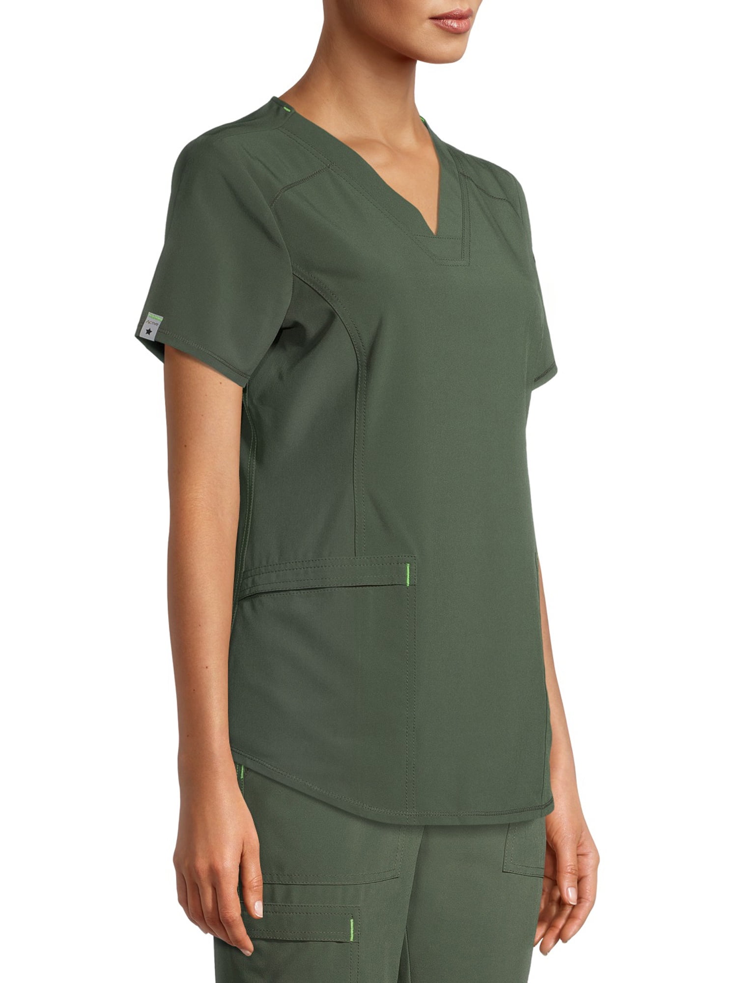 Scrubstar Women's Seasonal Solid Contrast V-Neck Scrub Top