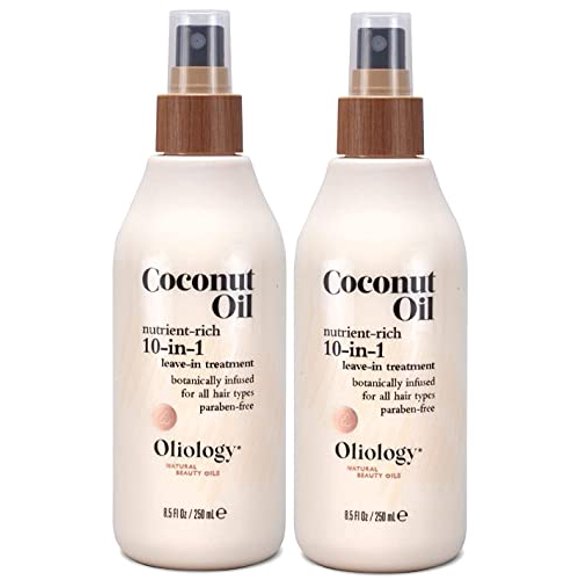 Oliology Coconut Oil 10-in-1 Multipurpose Spray - Leave in Treatment for All Hair Types | Detangles Controls Frizz Hydrates & Moisturizes | Made in USA Cruelty Free & Paraben Free (8.5 oz 2 Pack)