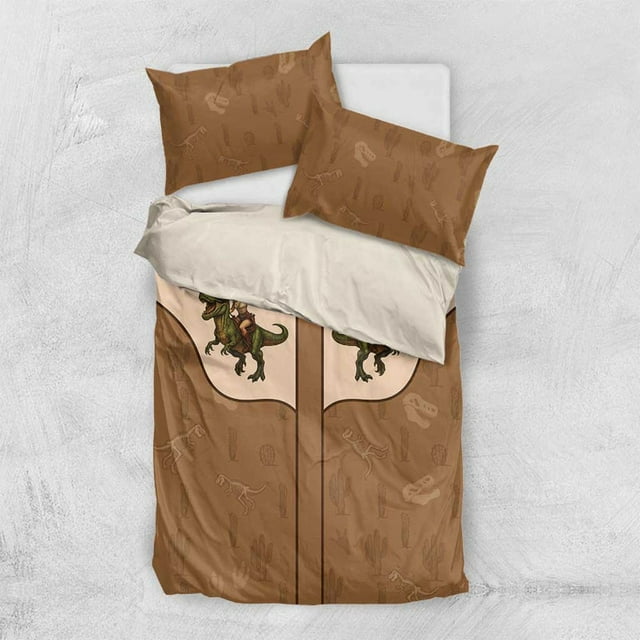 Cowgirl Dinosaur Bedding Set Retro Western Yoke LT05