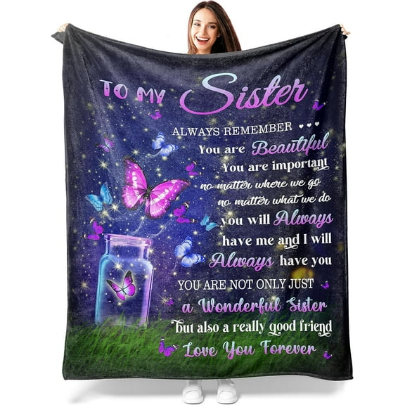 Sister Birthday Gift Ideas, Sister Gifts Blanket 40”*50”, Sisters Gifts from Sister, Birthday Gifts for Sister, Gift for Sister Adult, Best Sister Ever Gifts, Gifts for Little Sister