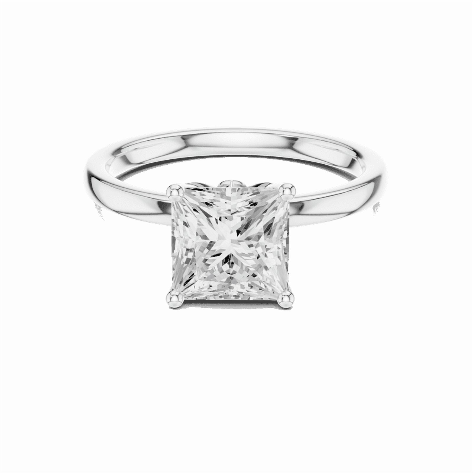 Zuwelria 2.13 Carat Beautiful Princess Cut | D/VVS1 Moissanite Diamond Engagement Ring - Solitaire Bridal Ring - Promise Ring | 18K White Gold Over Sterling Silver | D/VVS1 Size 5