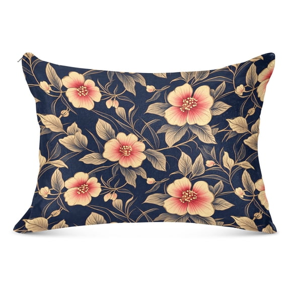 Plush Pillow Cases Standard Size Ultra Soft Warm Pillowcases with Zipper Luxury Flower and Leaf 20"x26"