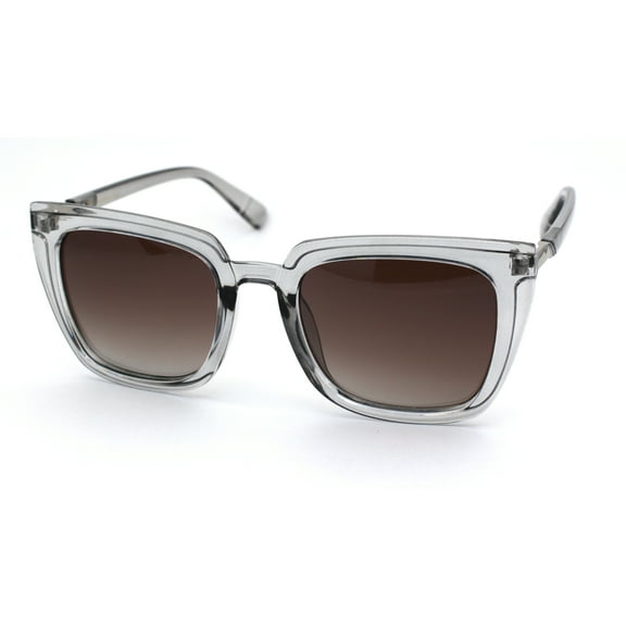 Womens Designer 90s Boyfriend Square Rectangular Sunglasses Slate Smoke