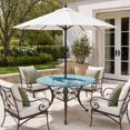 thumbnail image 2 of Round Outdoor Tablecloth with Umbrella Hole and Zipper, Coastal Turtle Blue Tablecloth with Elastic Waterproof, Summer Beach Nautical Coral Starfish Patio Table Covers for 45" - 54" Pool Tables, 2 of 9