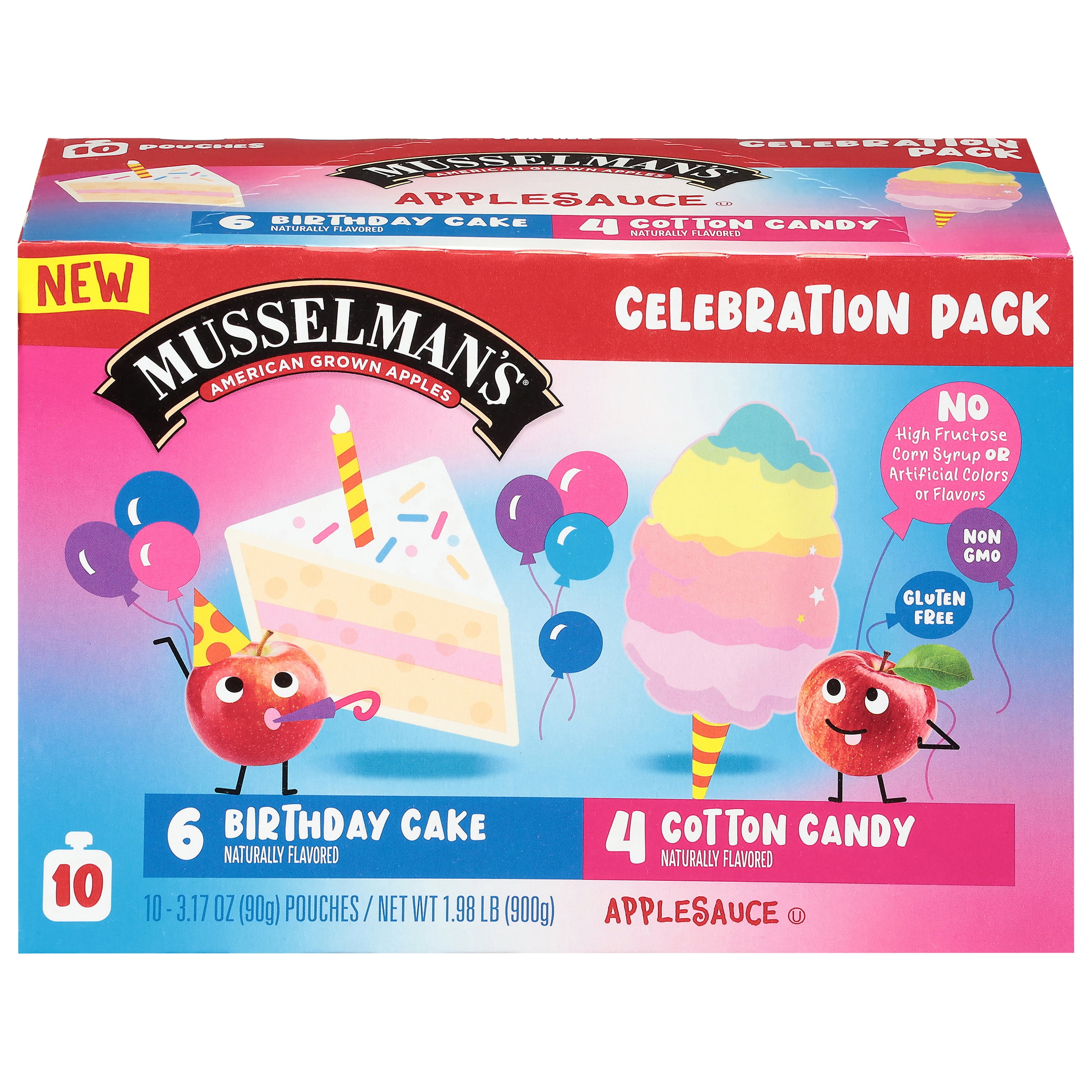 Musselman's Birthday Cake and Cotton Candy Applesauce, 3.17oz, 10 Count