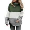 thumbnail image 2 of AOOCHASLIY 2023 Womens Sweater and Winter Women's Casual Turtleneck Pullover Blouse Knitting Long Sleeve Patchwork Tops Sweaters, 2 of 4