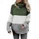 thumbnail image 2 of Liquidación ICHUANYI y suéter de cuello alto informal de invierno para mujer, blusa tejida de manga larga, Tops de retazos, suéteres ICHUANYI WER202308231718, 2 of 7