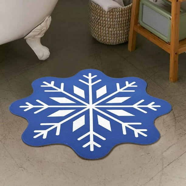 Alfombra de Navidad de copos de nieve de invierno de 26,4"x26,4" | Felpudo de bienvenida lavable antideslizante | Tela de imitación suave absorbente | Decoración de entrada interior interior
