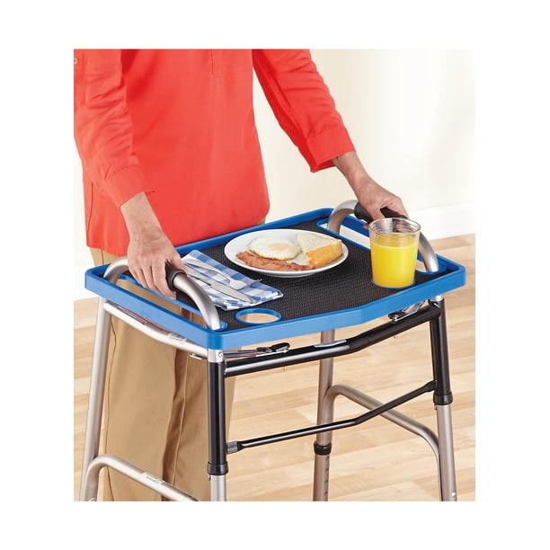 Walker Tray with NonSlip Mat Color Blue