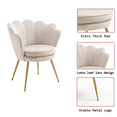 thumbnail image 4 of Mid Century Modern Vanity Velvet Chair for Living Room, Fabric Upholstered Arm Chair Guest Chair with Golden Metal Legs, Set of 2, Small, White, 4 of 7