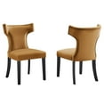 thumbnail image 2 of Modway Curve Performance Velvet Dining Chairs - Set of 2 in Cognac, 2 of 10