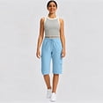 thumbnail image 6 of Long Shorts for Women Petite Lightweight Quick Dry Hiking Cargo Shorts with Pockets Summer Drawstring Bermuda Short Sky Blue S, 6 of 8