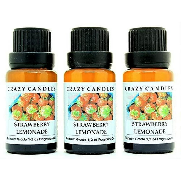 Crazy Candles Strawberry Lemonade (Made in USA) 3 Bottles 1/2 FL Oz Each (15ml) Premium Grade Scented Fragrance Oil