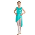 thumbnail image 2 of CHICTRY Girls Shiny Sequins Ballet Leotard Dress Backless Mesh Skirted Gymnastics Leotard Lyrical Dance Costume Mint Green 10, 2 of 7