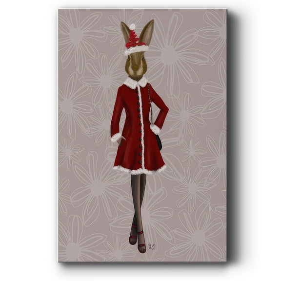 Christmas Christmas Fashion Bunny- Gallery Wrapped Canvas