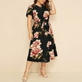 thumbnail image 5 of New Trendy!Homenesgenics Maxi Dress Clearance Plus Size Women Casual Short Sleeve Cold Shoulder Boho Flower Print Long Dress, 5 of 9
