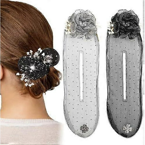 2 PACK Hair Bun , Big Camellia Flower Flexible Donut Bun, Fashion Hair Bun Wraps Flexible