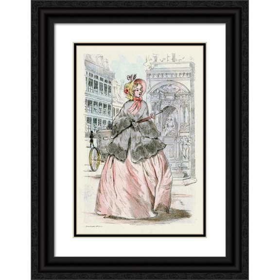 Henri Boutet 17x24 Black Ornate Framed Double Matted Museum Art Print Titled: 1951 Nineteenth Century Female Modes (1908)