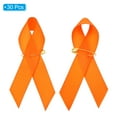 thumbnail image 3 of Uxcell 30 Pieces Orange Polyester Ribbon Satin Pins, Awareness Ribbon Satin with Safety Pins, 3 of 6