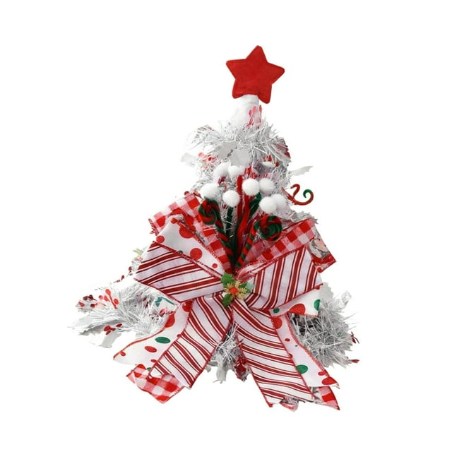 Sombrero para de Navidad Decorativo Adorno de Navidad Gorra Festiva para Decoración Sombrero con Lazo No Tejido Función Ornamentación Adecuado Arco plateado