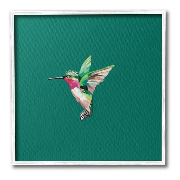 Stupell Industries Hummingbird with Tiara Animals & Insects Painting White Framed Art Print Wall Art, 17 x 17