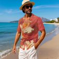 thumbnail image 4 of KUIFORTI Couple Matching Outfits Tropical Red Floral Washable Matching Summer Outfits for Couples Hawaiian Shirt for Men with Soft Fabric Breathable for Summer Vacation Trip, 4 of 7