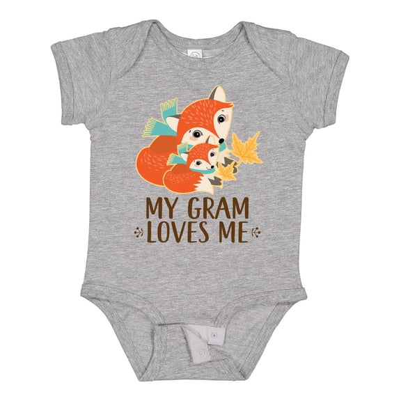 Inktastic My Gram Loves Me Fox Grandchild Boys or Girls Baby Bodysuit
