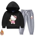 thumbnail image 2 of Hello Kitty suéter con capucha para niños + pantalones traje de otoño e invierno para niñas más ropa deportiva y de ocio cálida de terciopelo para niños, 2 of 5
