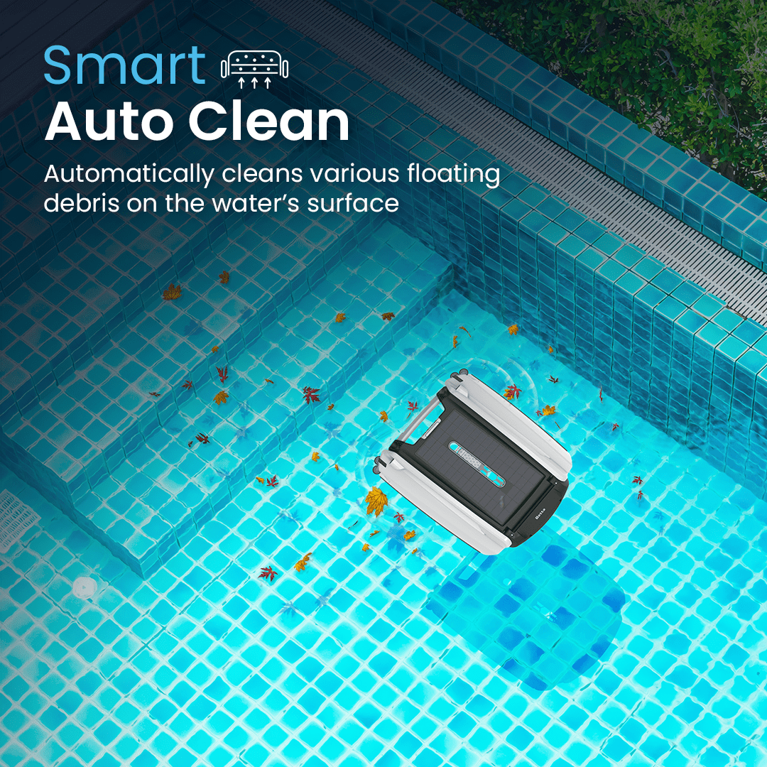 Betta Smart Solar-Powered Automatic Robotic Pool Surface Skimmer with 30-Hour Battery Life and Re-Engineered Twin Salt Chlorine Tolerant Motors (White))