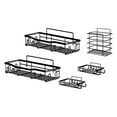 thumbnail image 2 of Estante de ducha, cesta de almacenamiento para baño, sin necesidad de perforar, moderno, montado en la pared, paquete de 5 organizadores de baño, Estilo A, 2 of 9