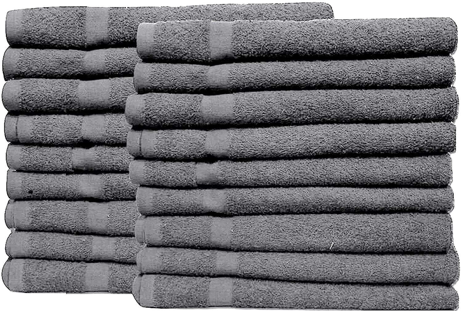 EOM Towels Bleach Safe 100% Cotton Ringspun Vat Dyed Hand Towels Size 16" X 28" 12 Pack Great for Salon, Gym and Home use. (Silver)