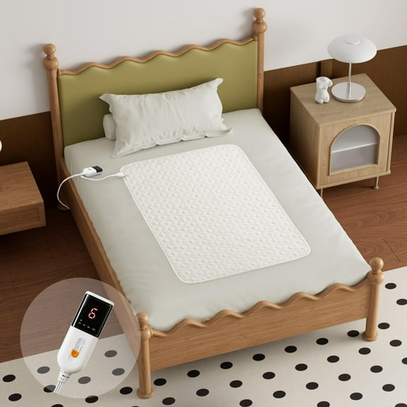 Heated Mattress Pad Mini Twin Size 31"x55" - Electric Mattress Pad with 6 Heat Setting & 10 Hour Auto Off Machine Washable(White)