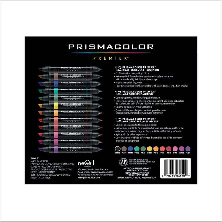 Prismacolor Premier Art Marker Set, Chisel and Fine Tips, 12