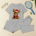 thumbnail image 2 of QATAINLAV 3 Piece Pajama Sets for Women Short Sleeve Tee Shirts Lounge Shorts and Pants Sleepwear Christams Gifts, Gray, XL, 2 of 10