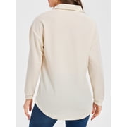 Cuteduck Womens Waffle Knit Tops Henley Casual Shirts Long Sleeve V Neck Solid Color Casual Tunic Tops S-XXL