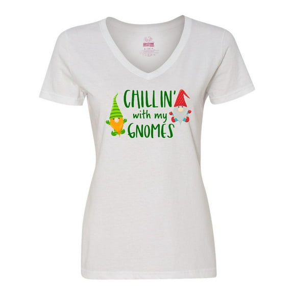 Inktastic Chillin' with My Gnomes Women's V-Neck T-Shirt