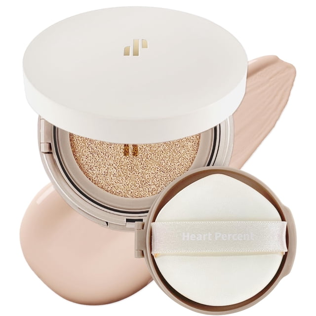 Heart Percent Dote on Mood Layer Cushion SPF 50+/PA+++ con recambio Brillo satinado Acabado impecable sedoso completa Base avanzada para el cuidado de la piel (#21P)