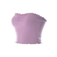 thumbnail image 3 of MixMatchy Women's Lettuce Trim Smocked Strapless Crop Tube Top, 3 of 5
