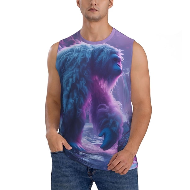 Fotbe Mystical White gorilla Jungle Men's Camiseta sin Mangas Estampada para Hombres, Playera Casual para Gimnasio, Entrenamiento, Playa-Large
