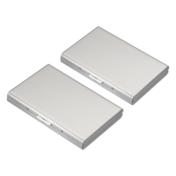 Uxcell RFID Credit Card Holder Metal Wallet Stainless Steel Business Card Holder for Women Men Brushed Silver 2 Pack