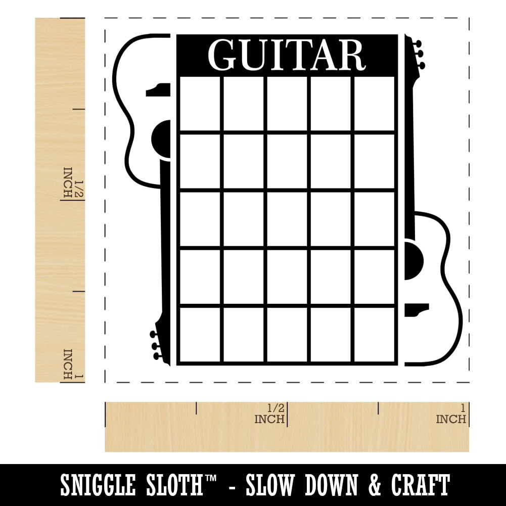 Split Acoustic Guitar Chord Chart Self-Inking Rubber Stamp Ink Stamper - Blue Ink - Small 1 Inch