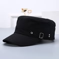 thumbnail image 4 of Unisex Flat Top Hat for Men Women Washed Cotton Cadet Cap Adjustable Vintage Baseball Cap with Back Snap Buckle, 4 of 8